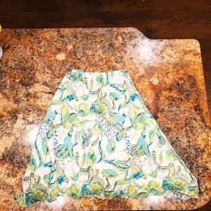 White and light teal floral skirt